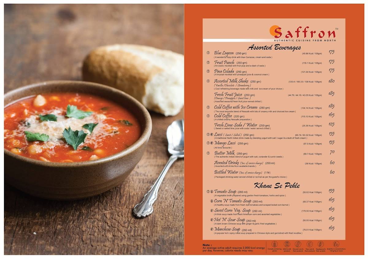 Menu at Saffron Restaurant, Ahmedabad, 1st Floor