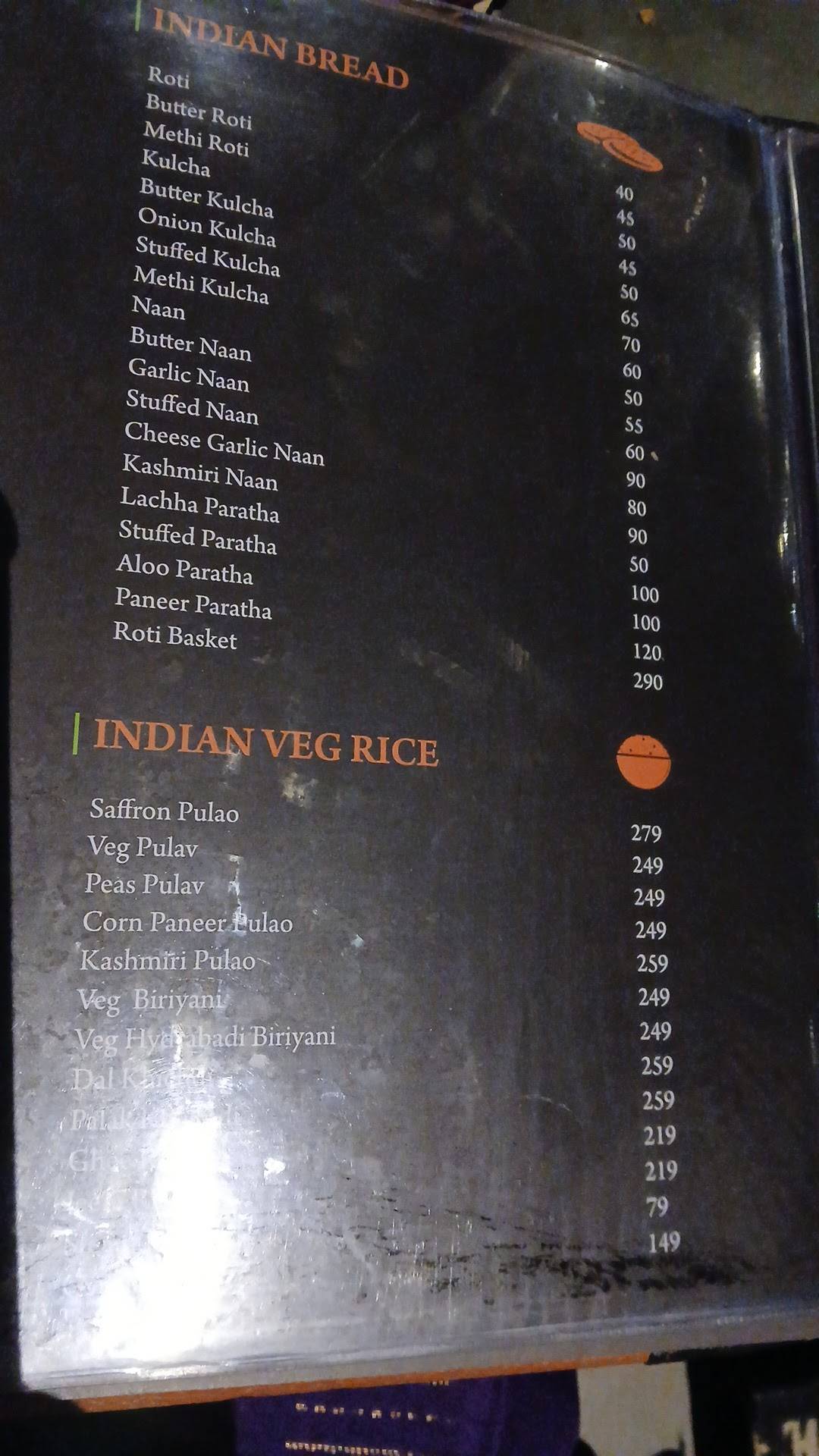 Saffron menu