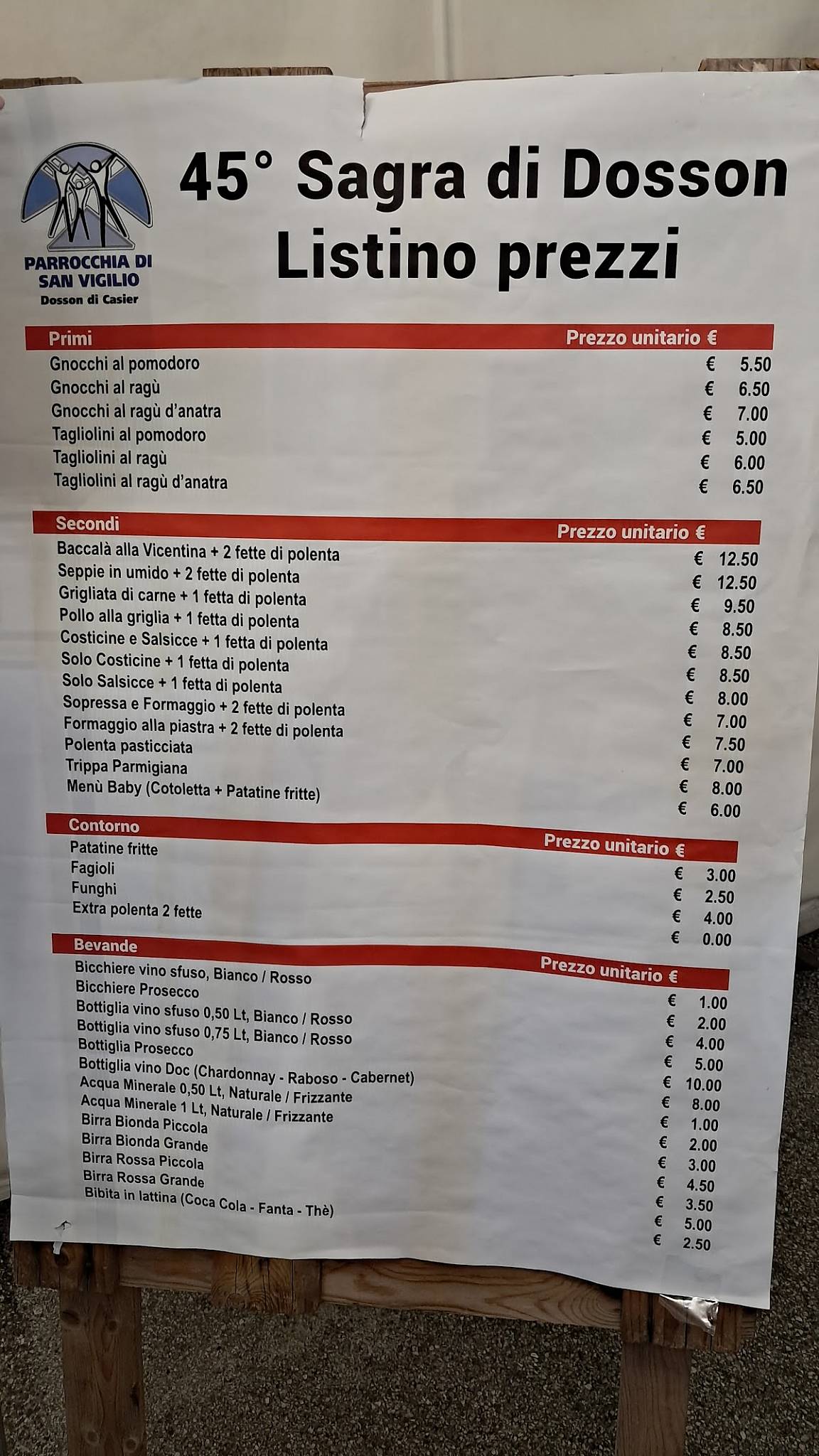 Menu di Sagra Dosson 
