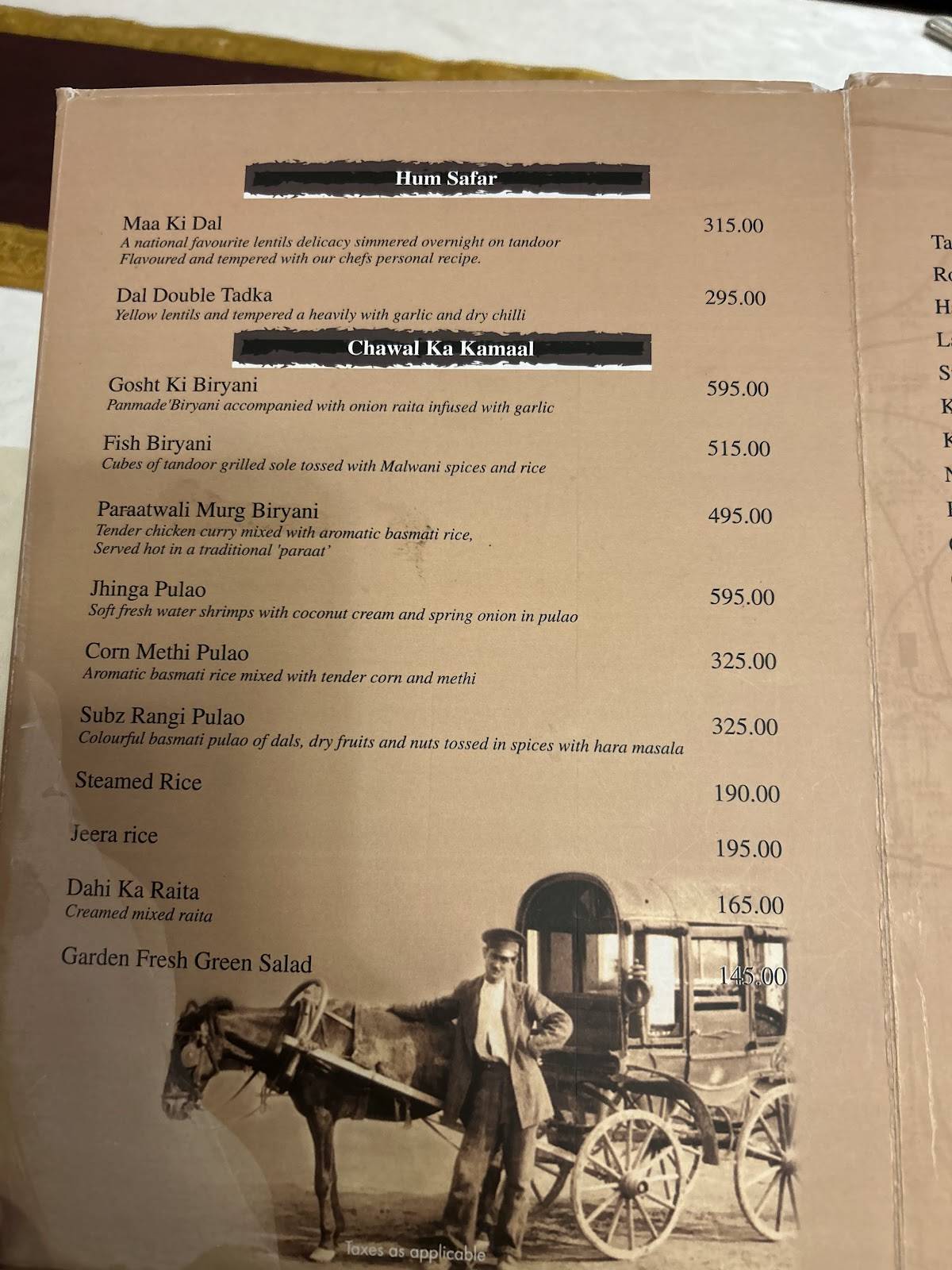 Sahib Sindh Sultan menu