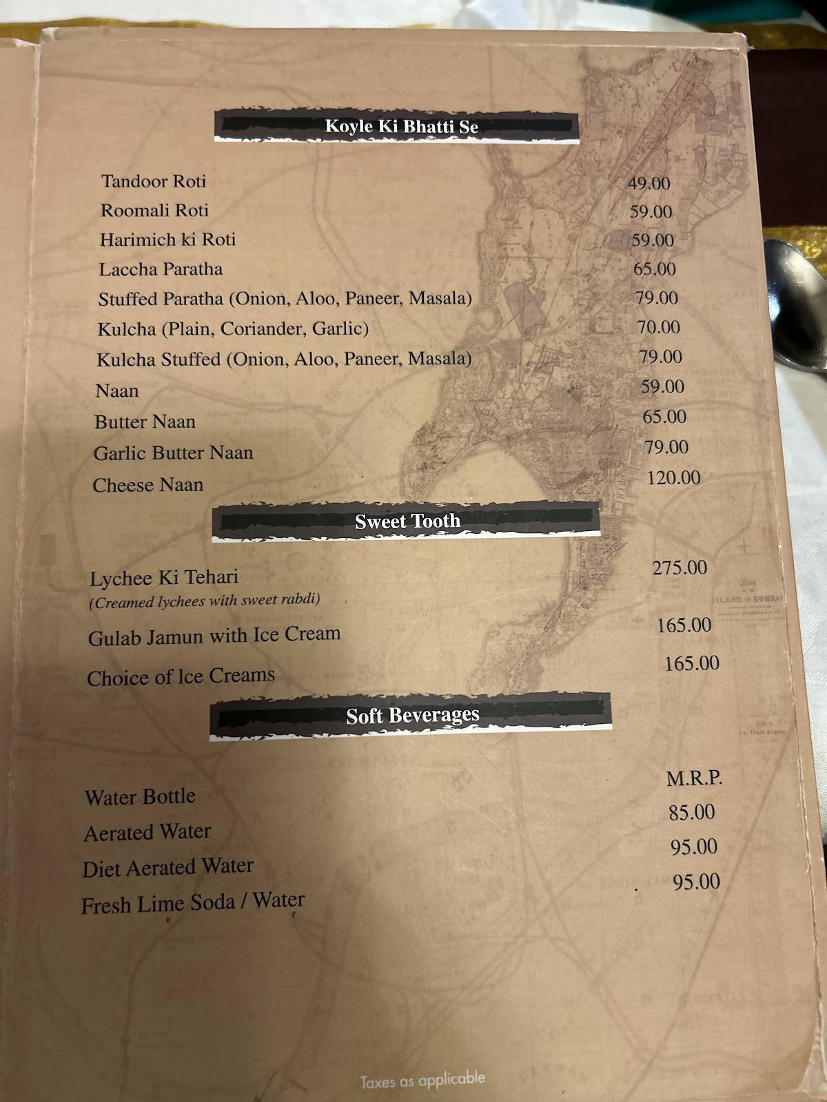 Sahib Sindh Sultan menu
