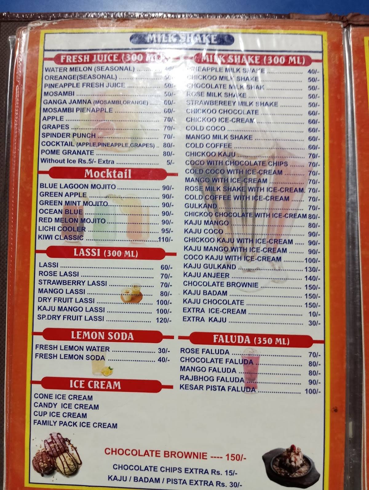 Sahkar Fast Food menu