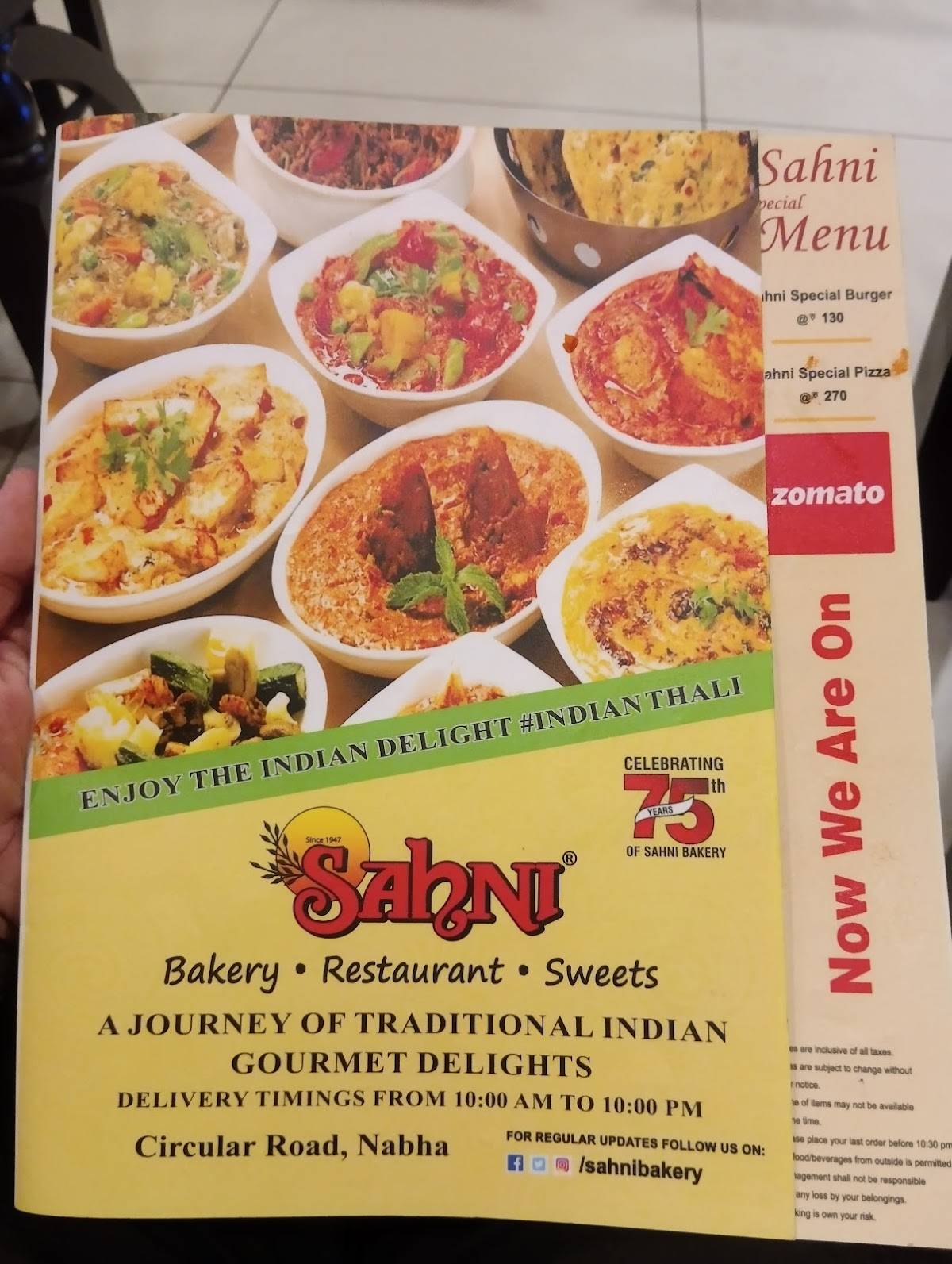 Sahni Bakery menu