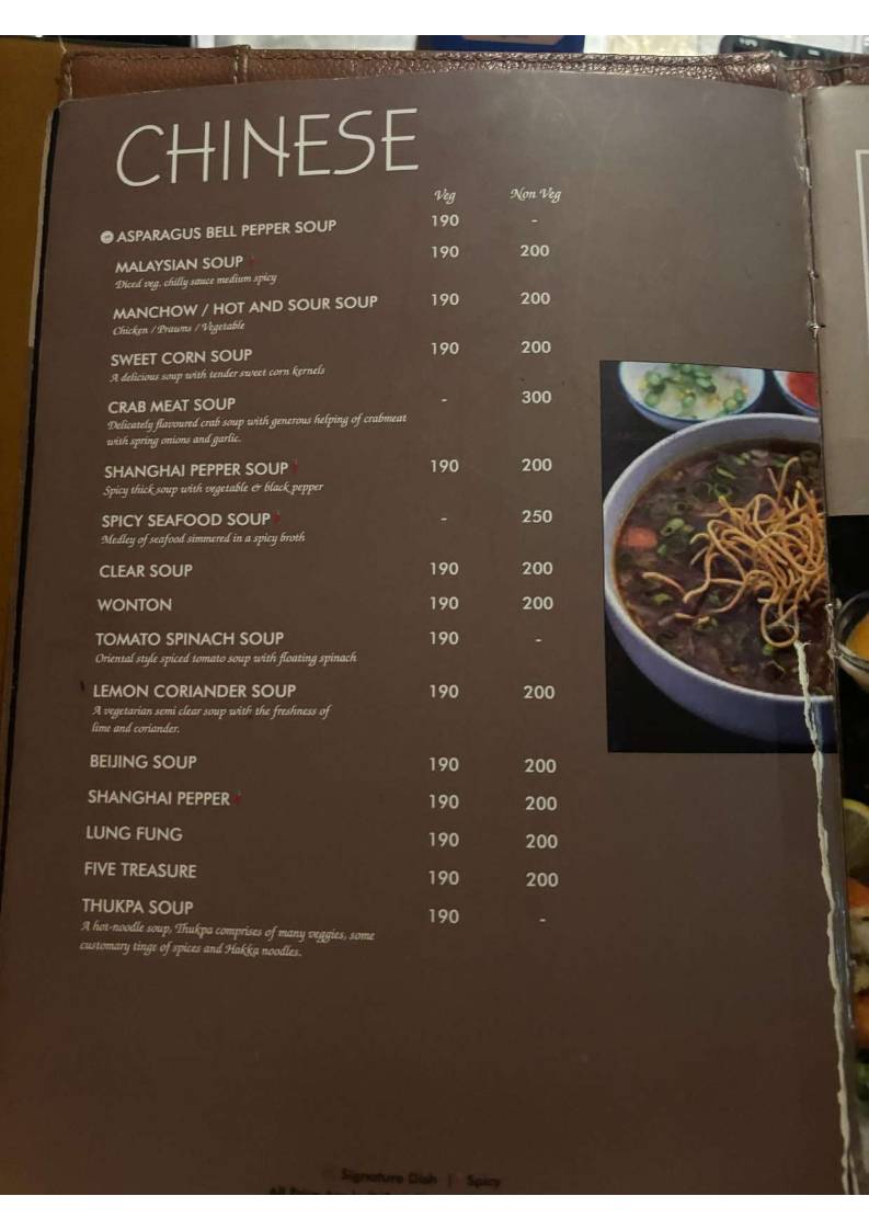 Sai Palace Hotel & Gardens menu
