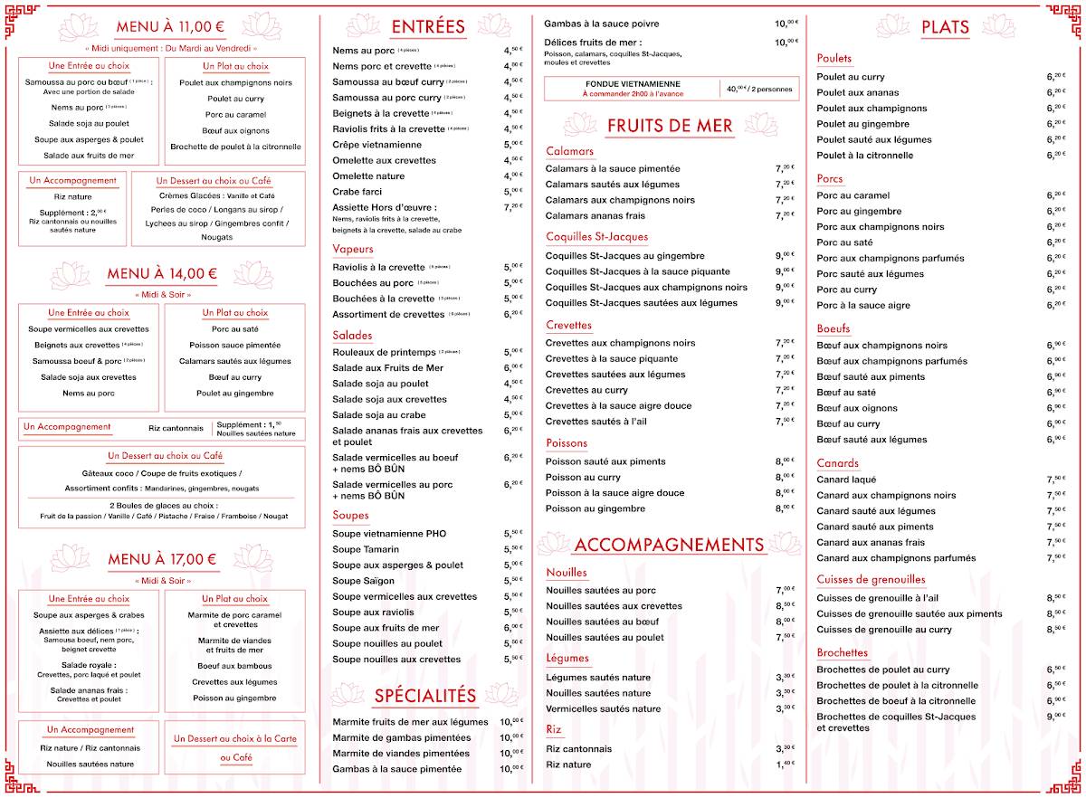 Menu de Saïgon