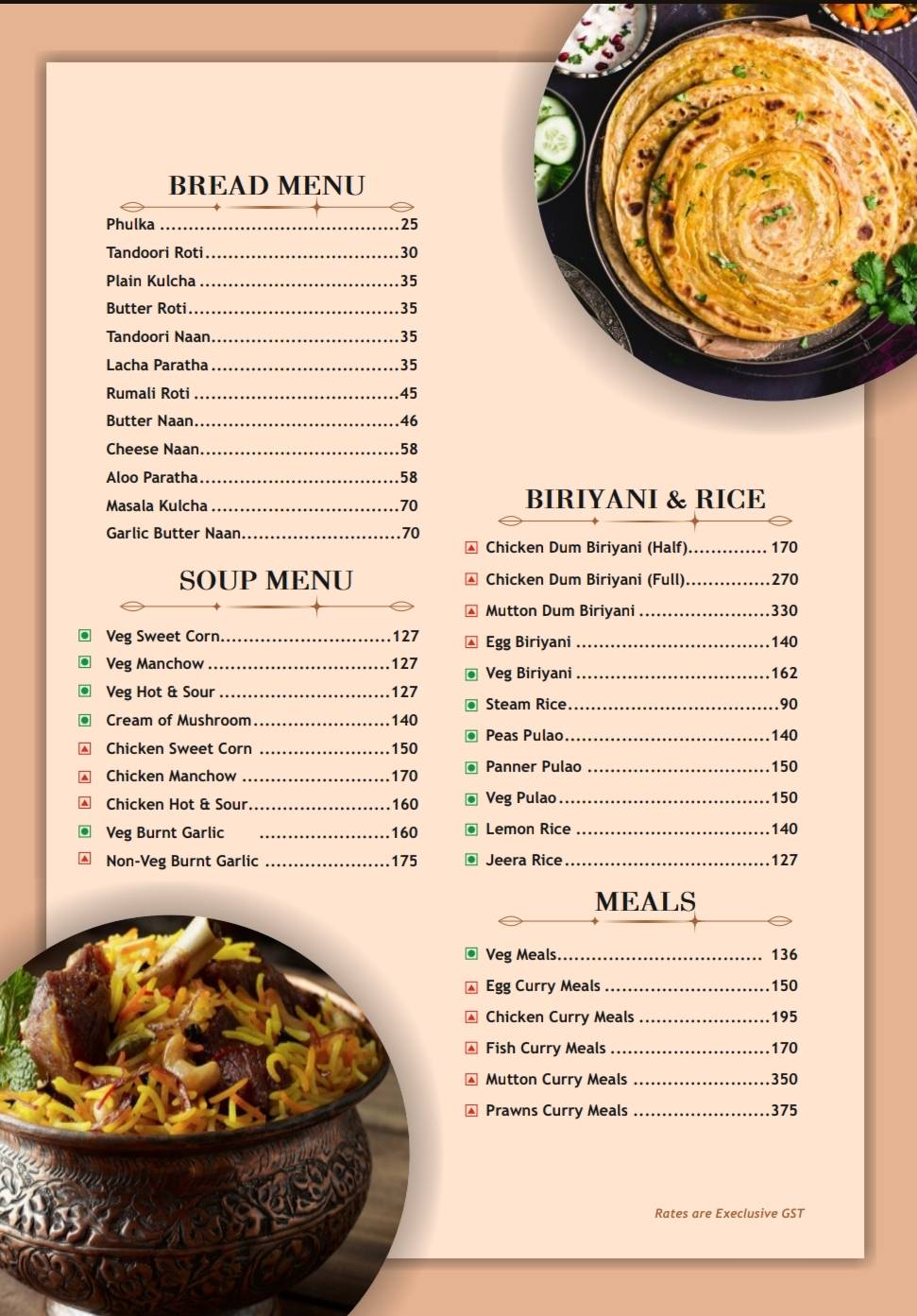 Sai’s Grill Gharana menu