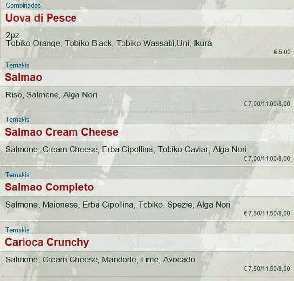 Menu di SambaMaki  Parioli 