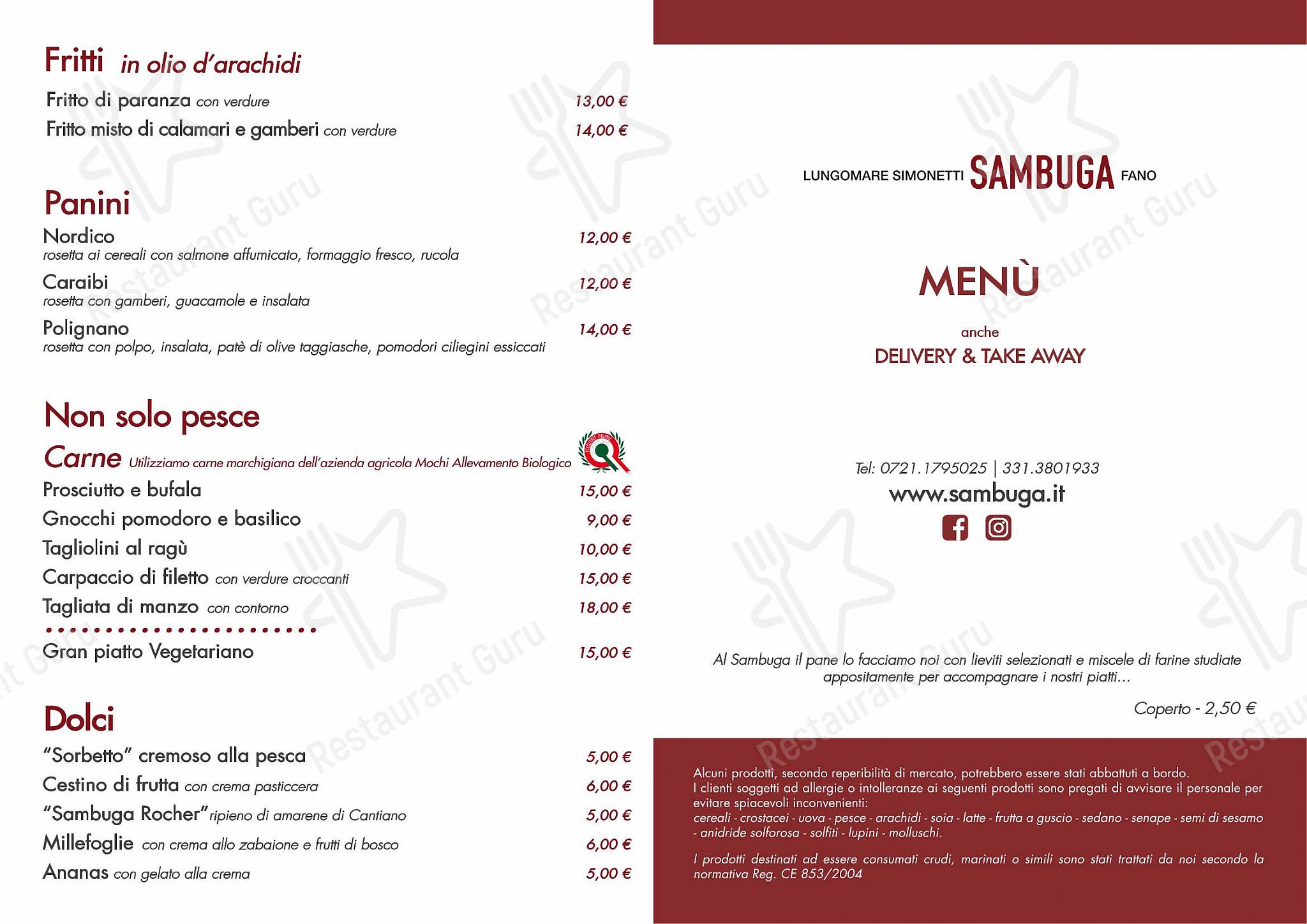 Menu di Ristorante Sambuga - Коктейльная карта