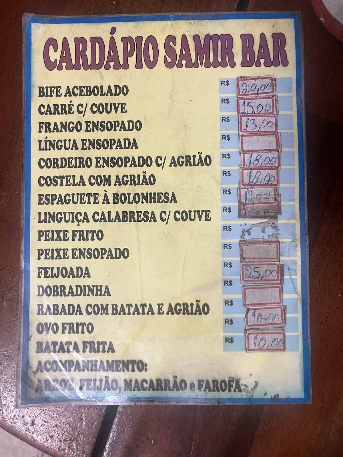 Samir Bar Comida & Cia - (Copacabana) cardápio