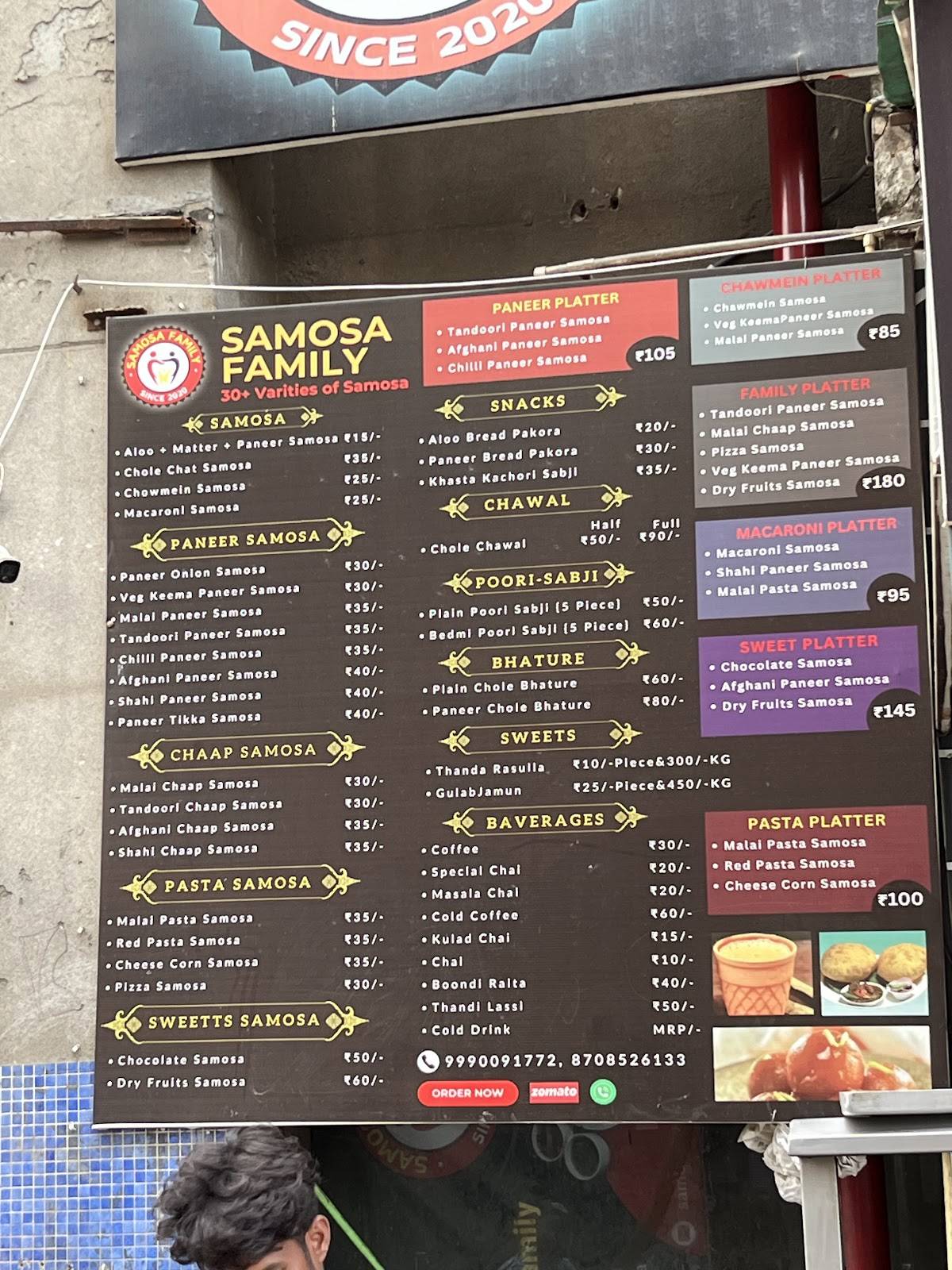 Samosa Family menu