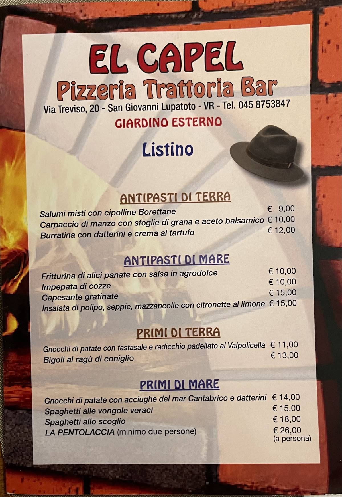 Menu di Trattoria Pizzeria El Capel 