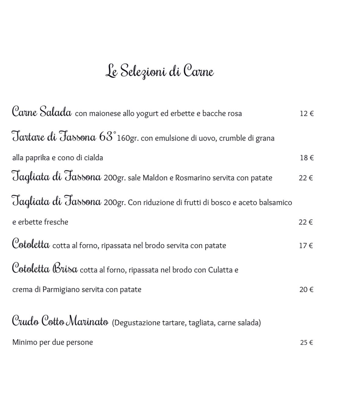 Menu di Osteria Brisa 