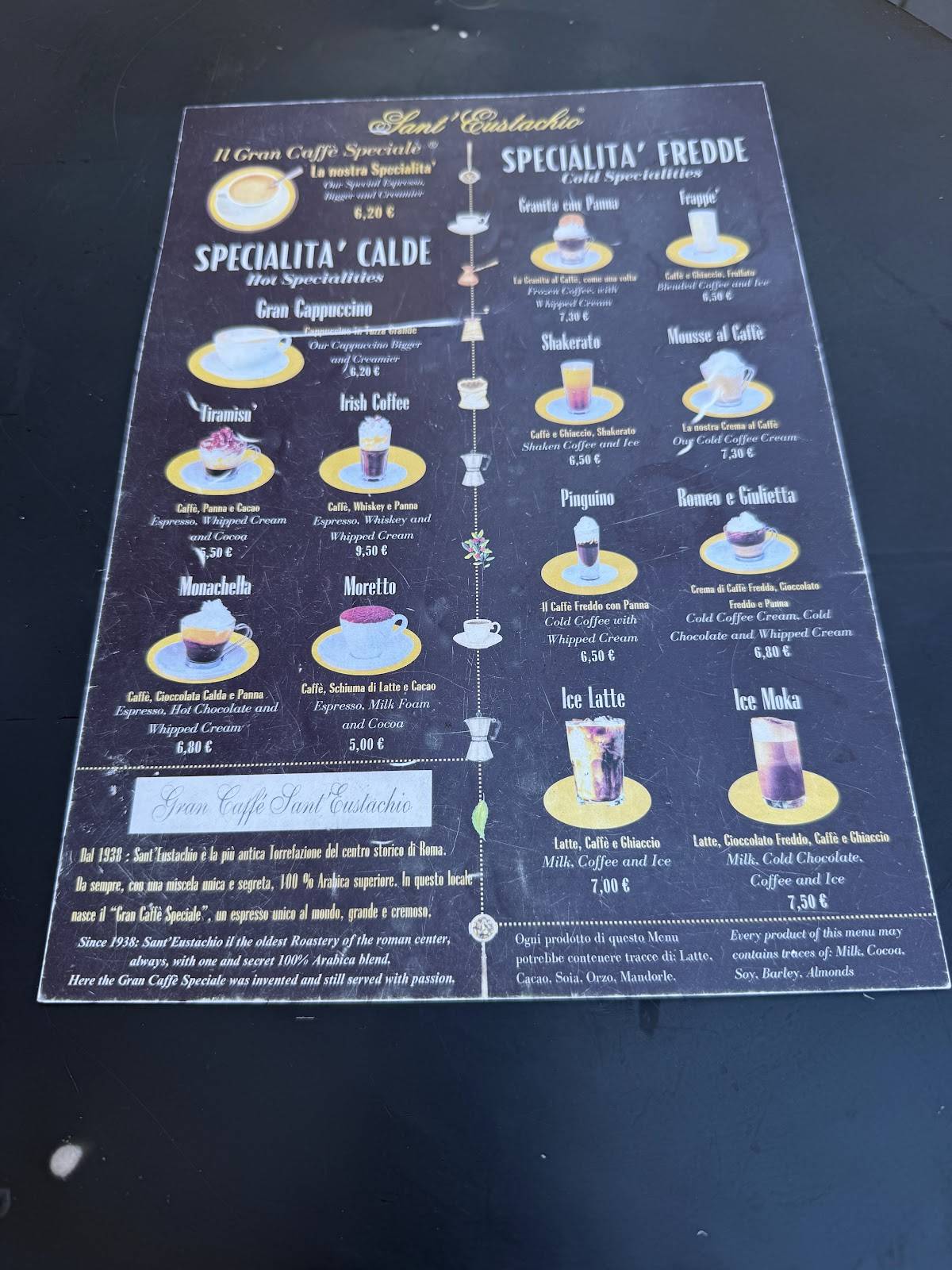 Menu di Sant'Eustachio Caffè 
