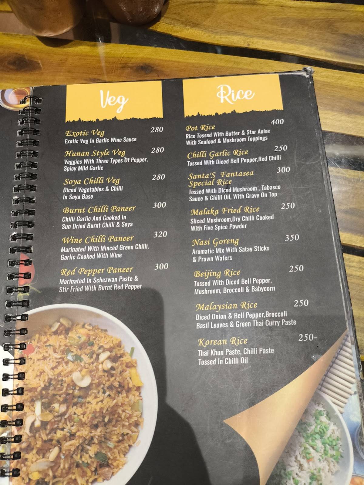 Santa's Fantasea menu