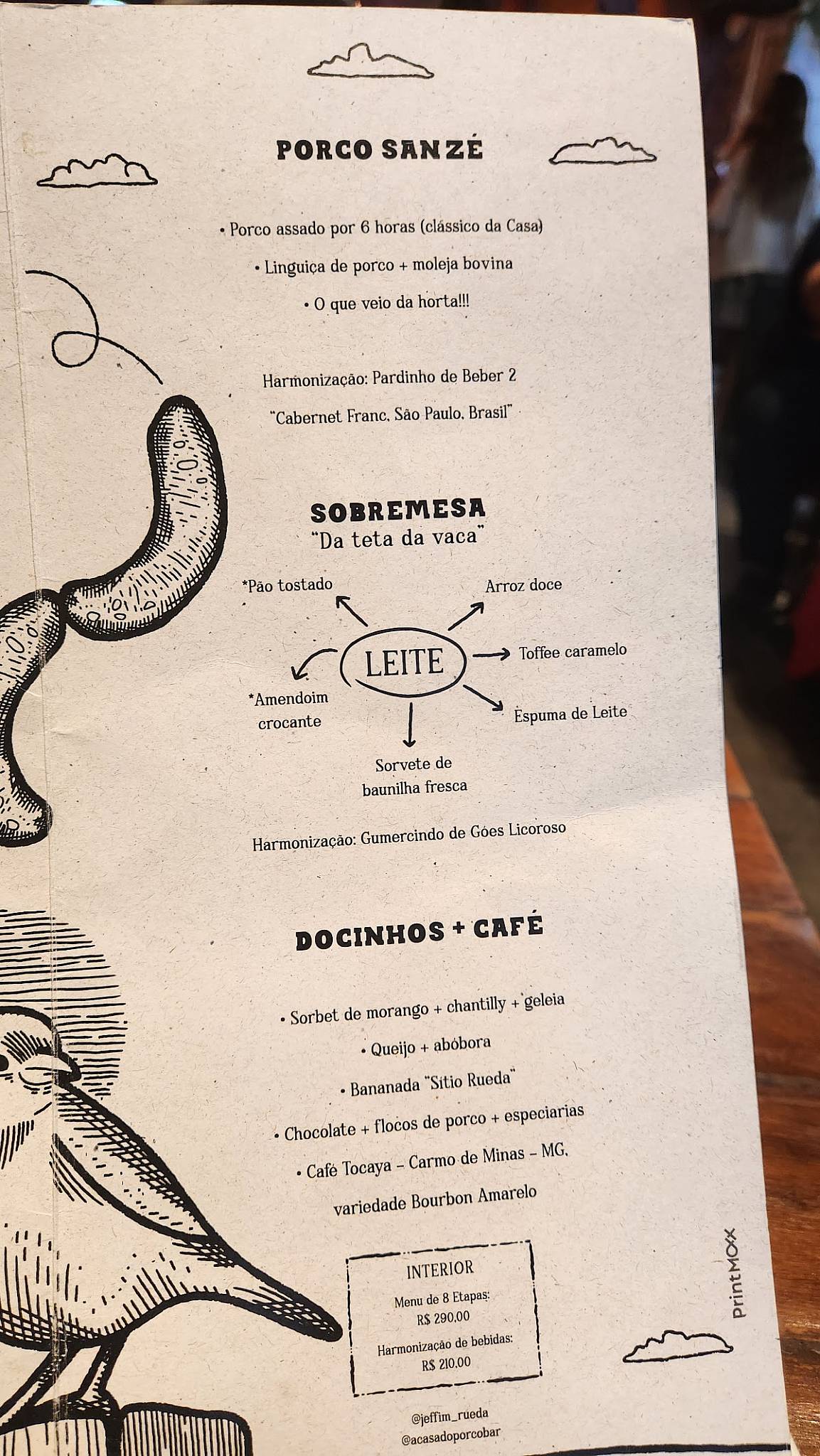 A Casa do Porco Bar cardápio