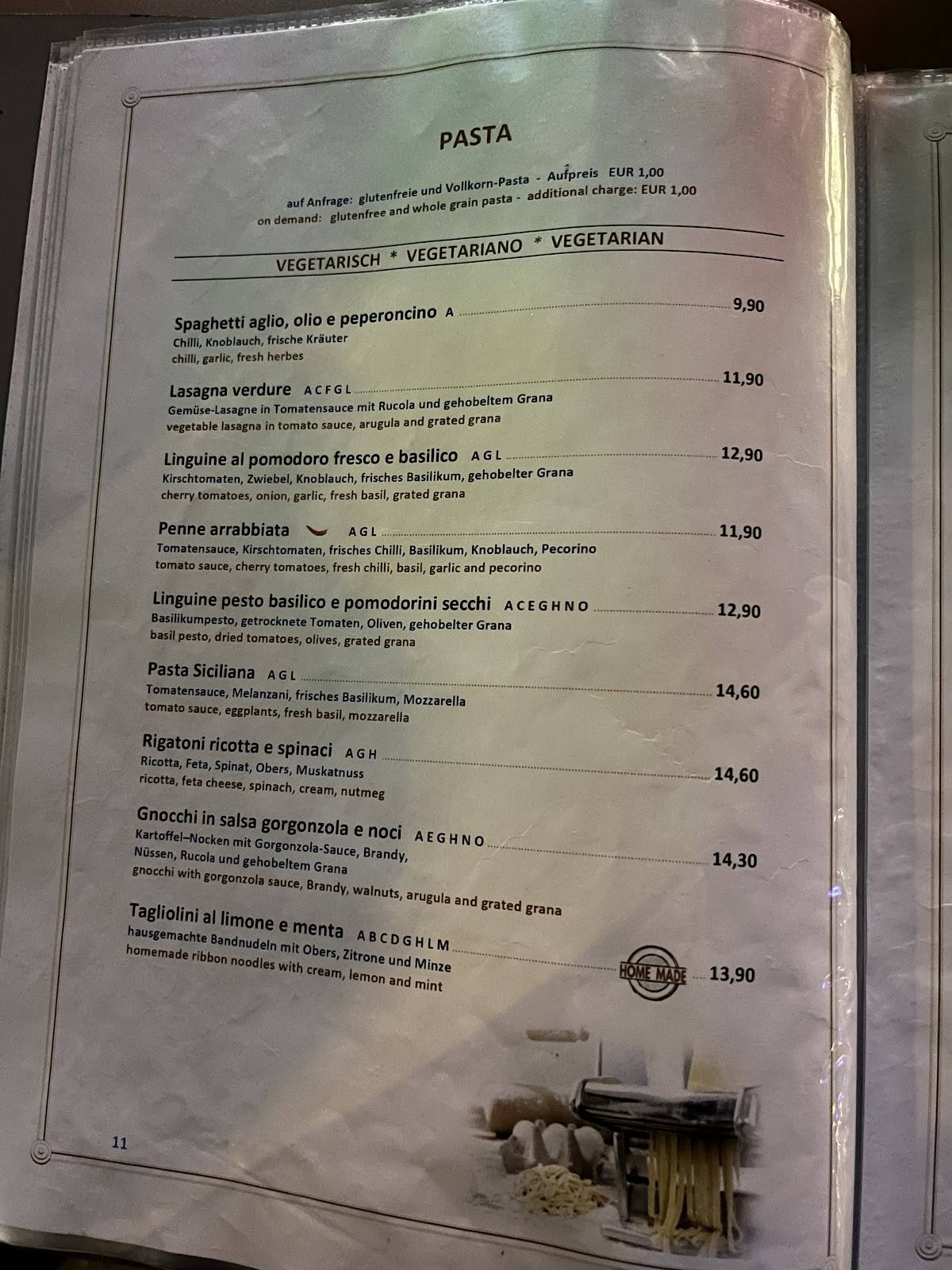 Menu de Sasso D'Oro