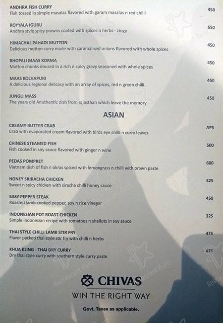 Satkar Grande menu