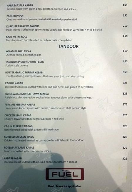 Satkar Grande menu