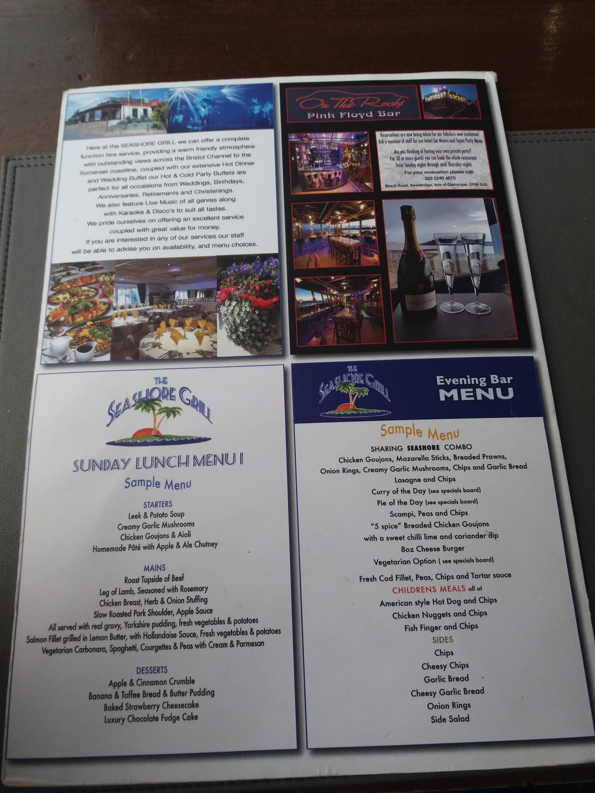 Menu at Seashore Grill restaurant, Sully