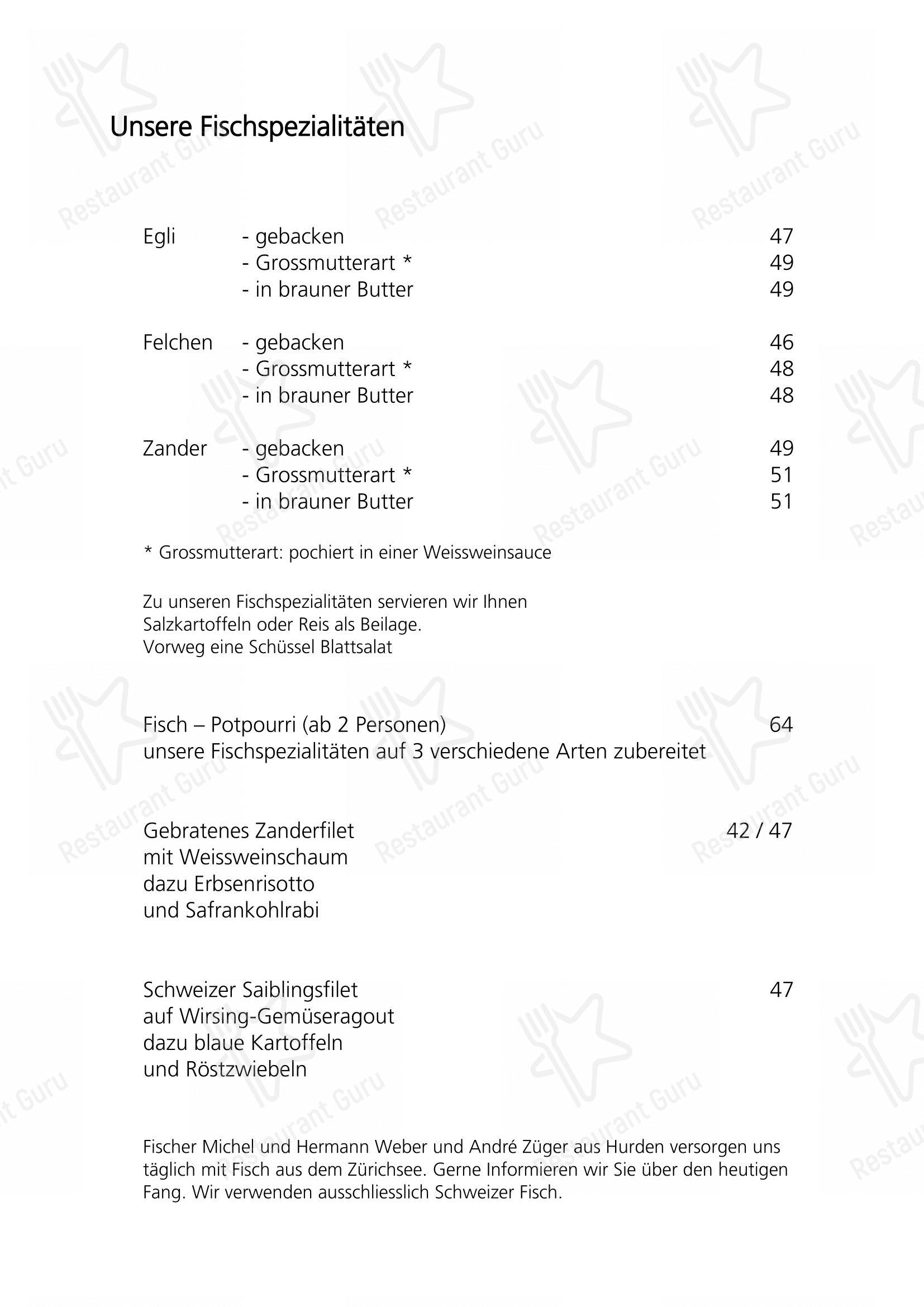 Menu bar per Seerose Bar - Freienbach ristorante