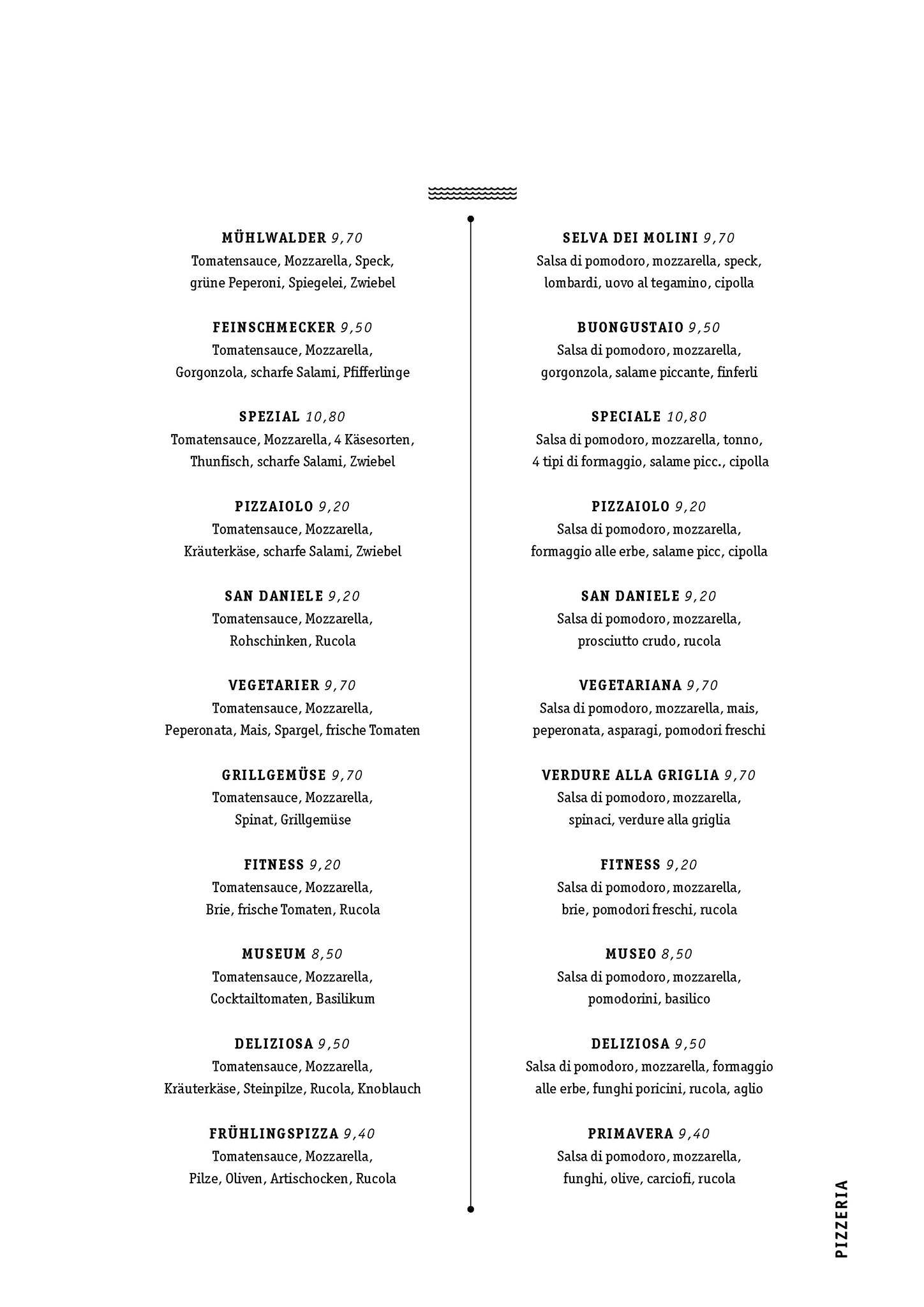 Menu di Pizzeria Meggima am See 