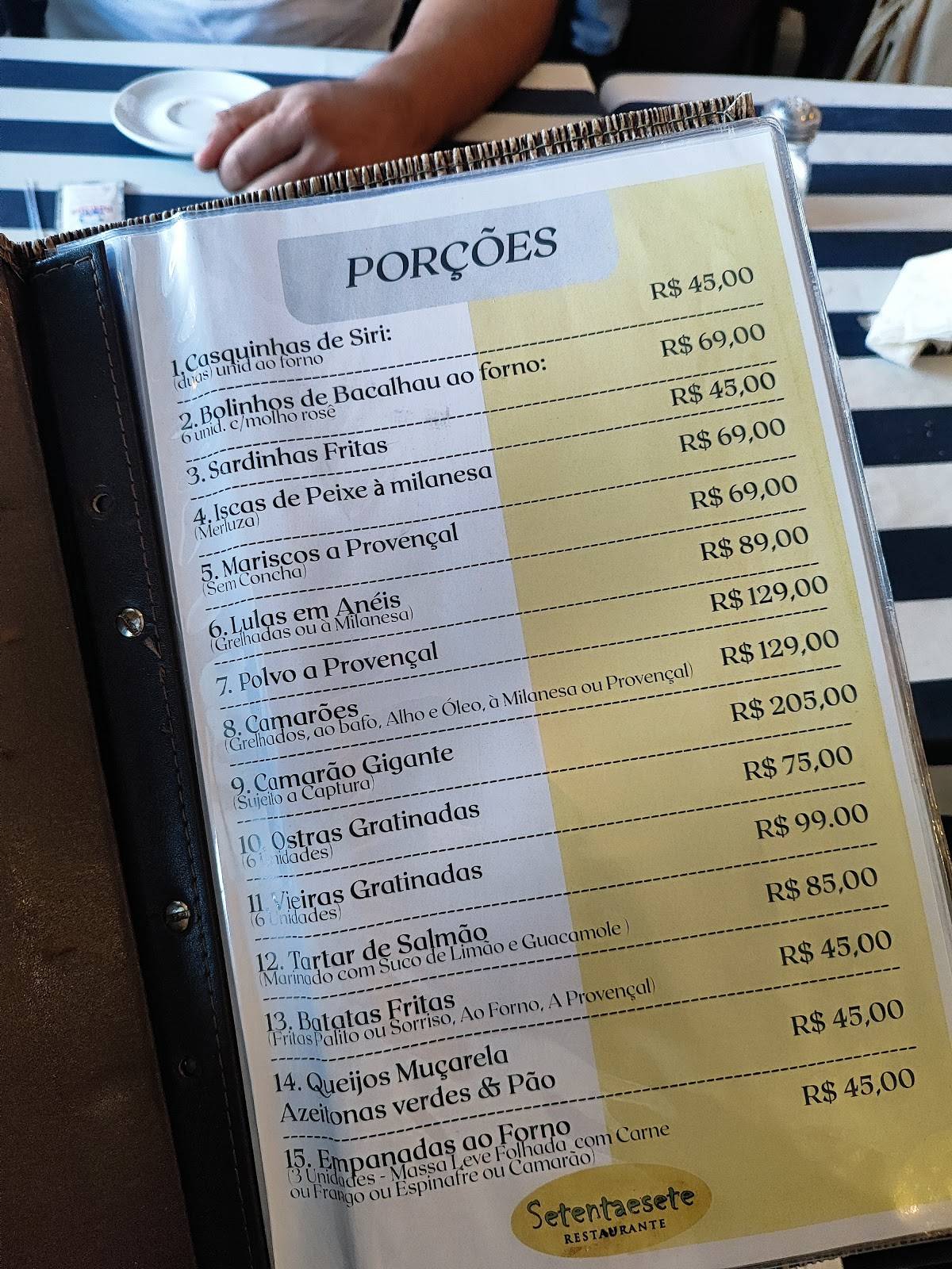 Setentaesete Restaurante cardápio