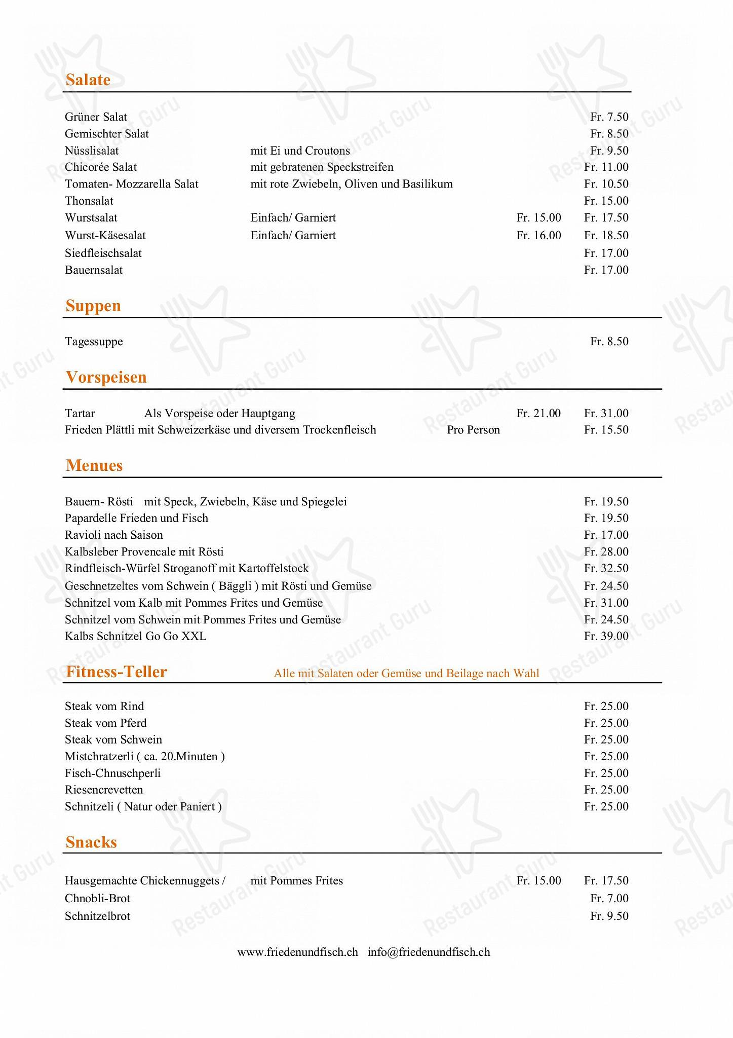 Frieden und Fisch in Seuzach - Коктейльная карта