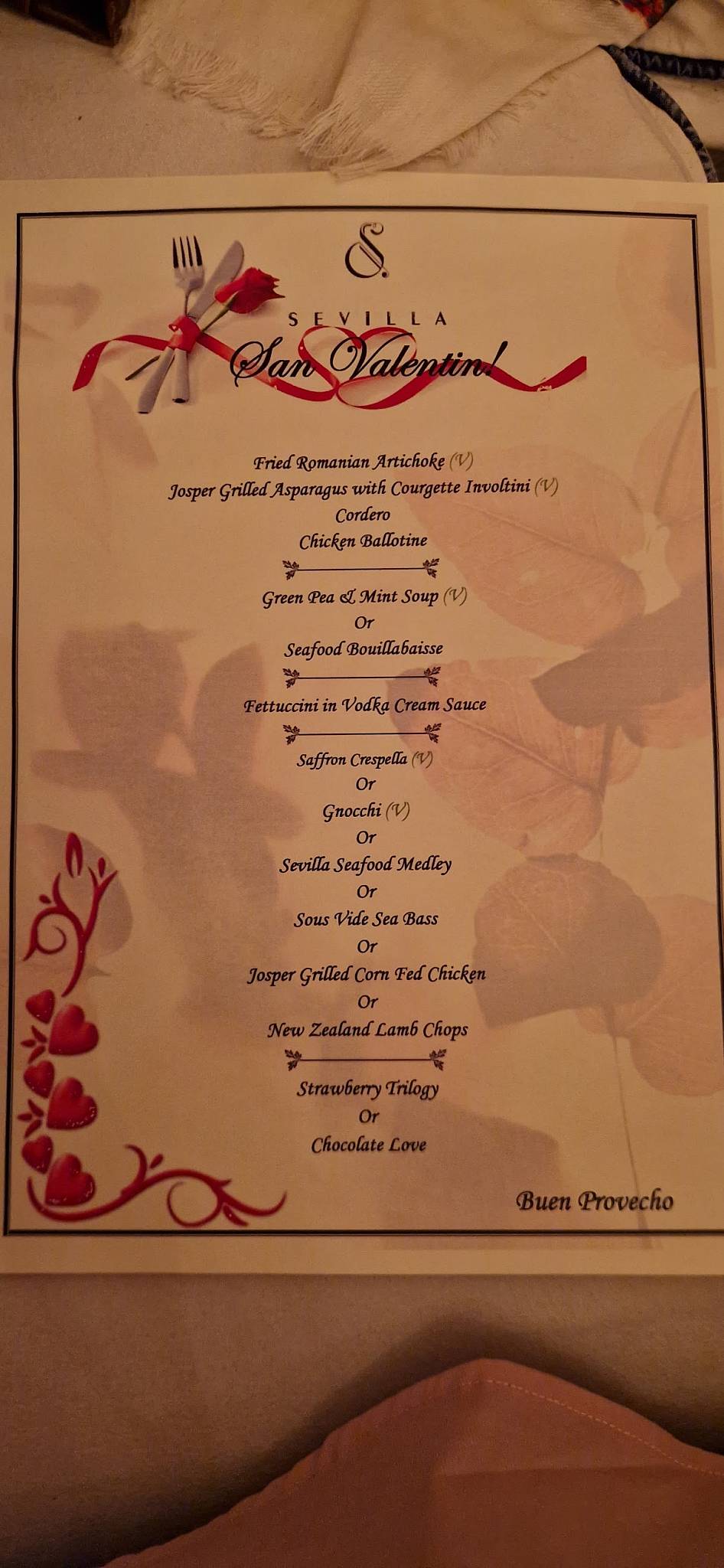 Sevilla menu