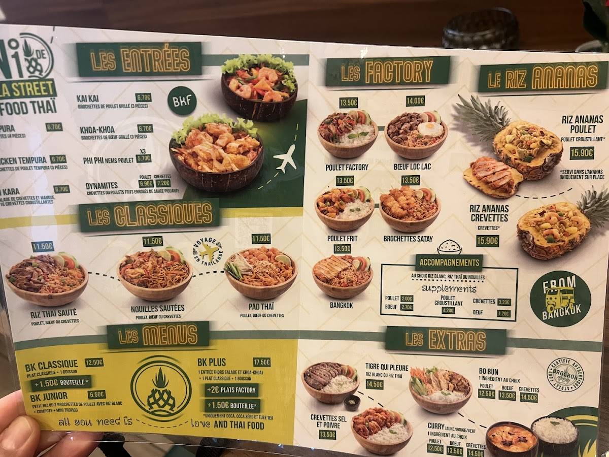 Menu de Bangkok Factory Sevran