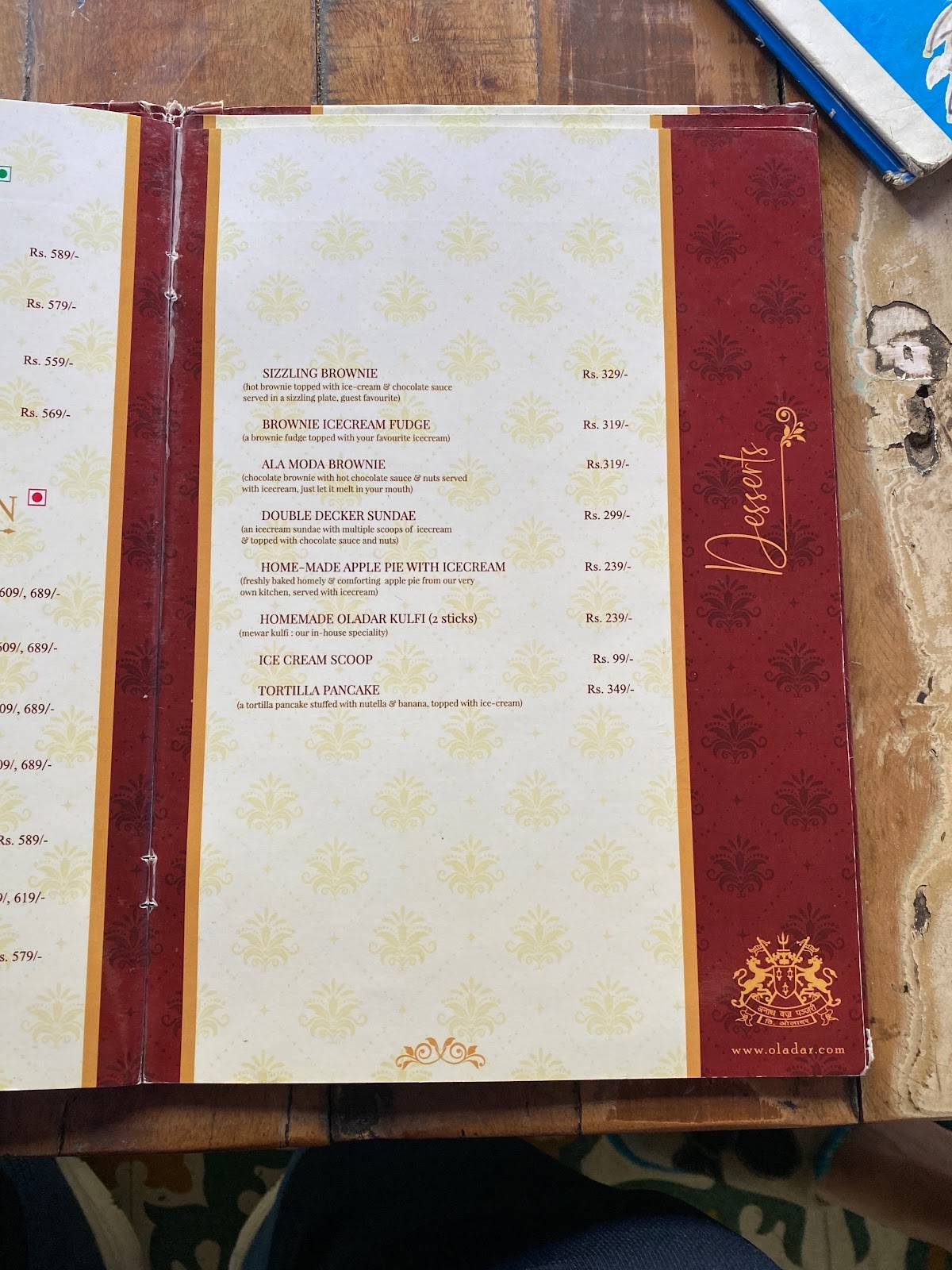 Oladar Cafe menu