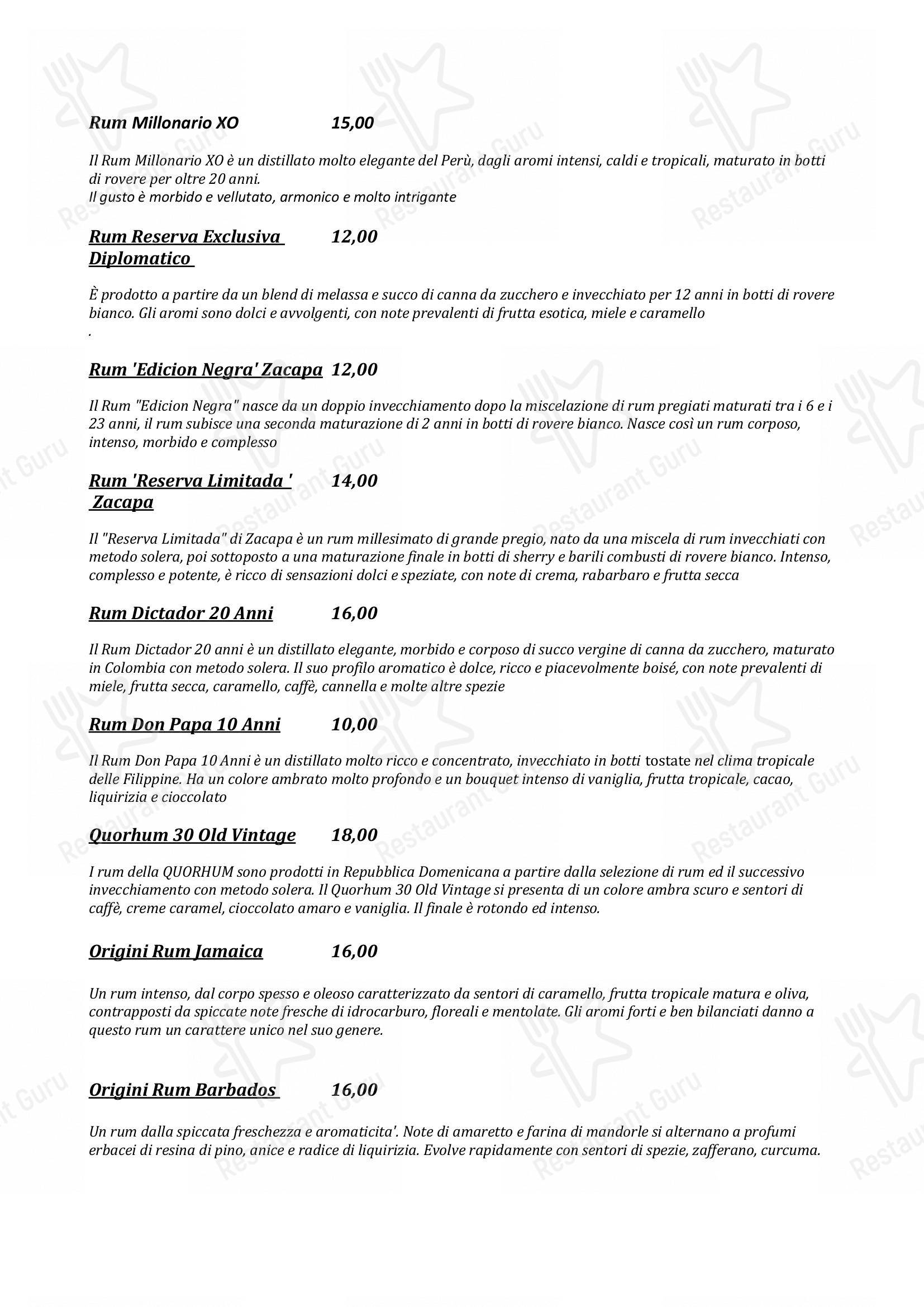 Ночное меню per Shake Cocktail & Wine Bar pub & bar