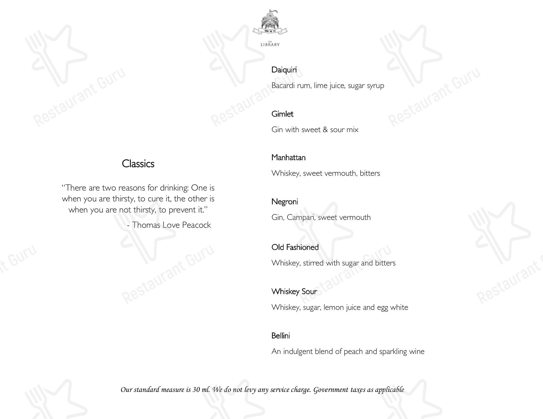 Sheesh Mahal in Udaipur - Menu