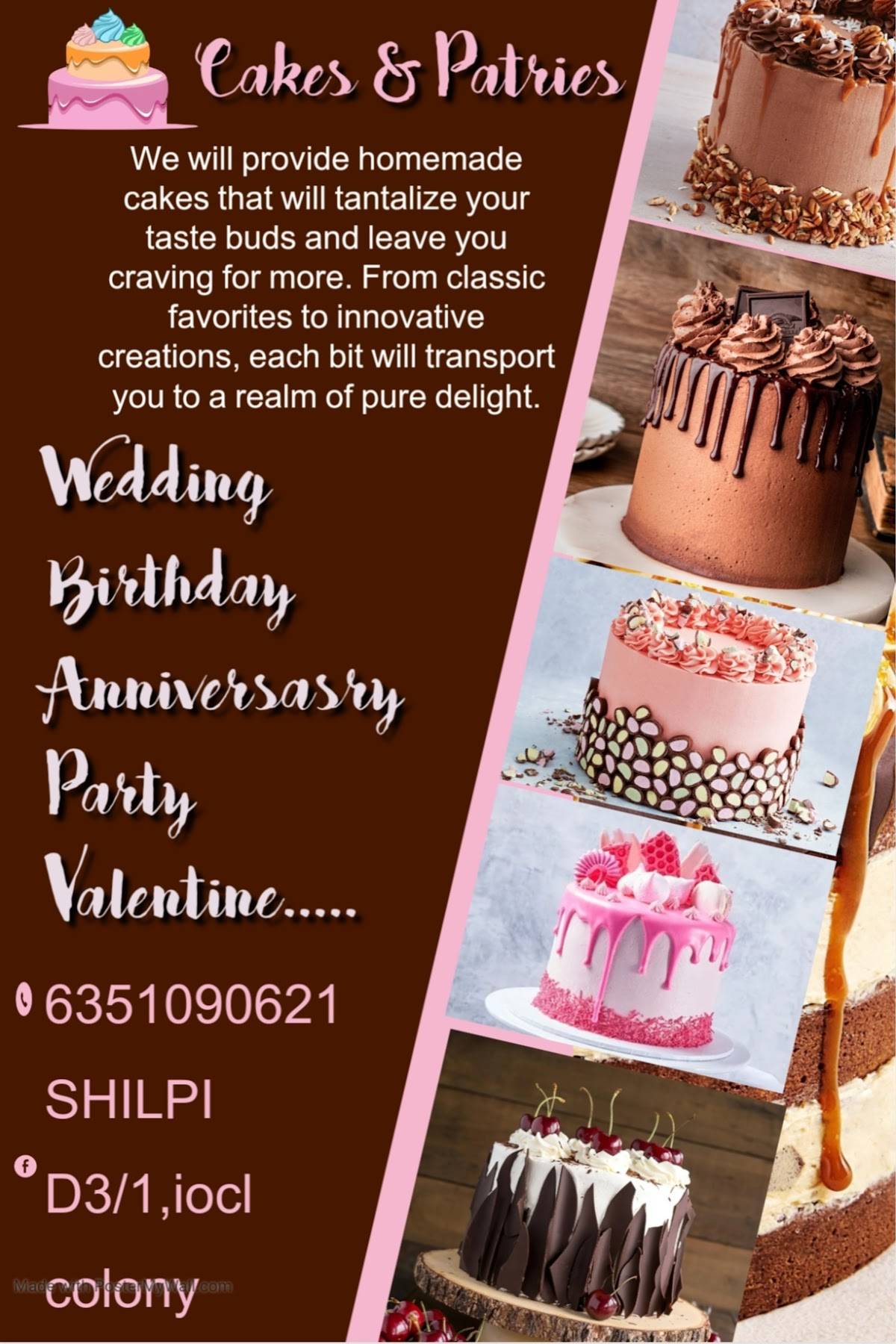 Shilpa Homemade Cakes menu