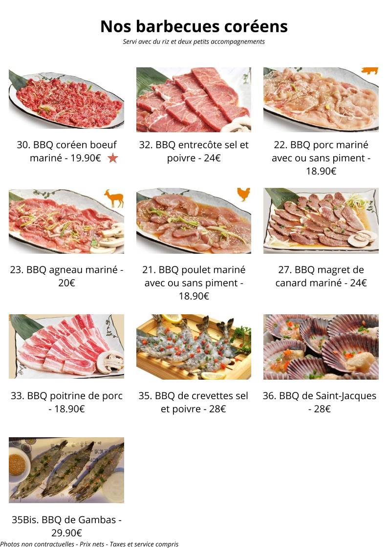 Menu de Shingané