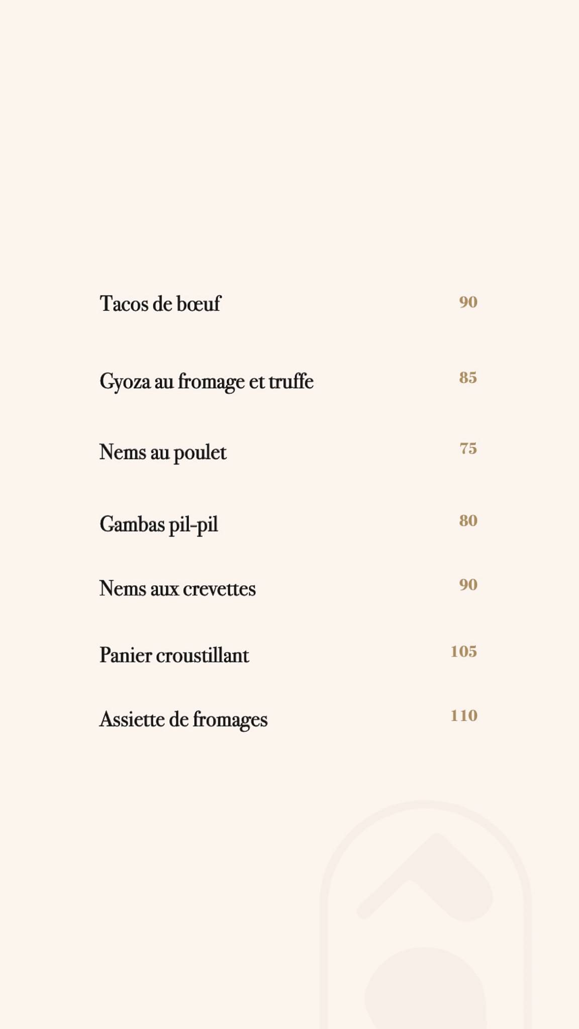 Menu de Shoko Lounge