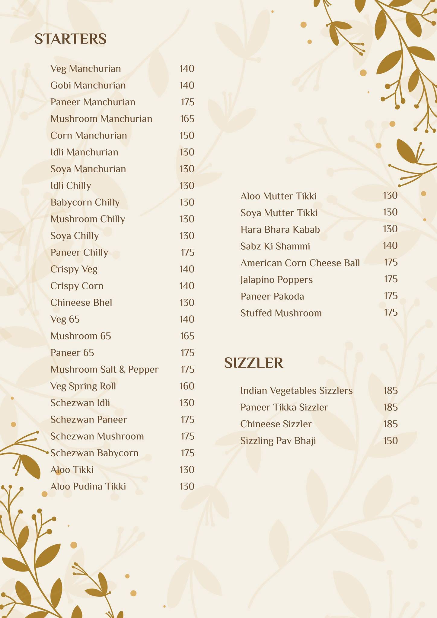 Shriniwas Veg menu