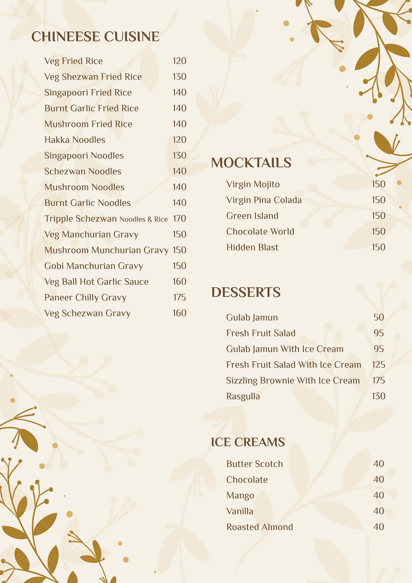 Shriniwas Veg menu