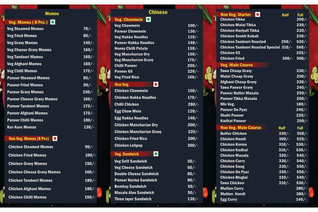 Roll Express menu