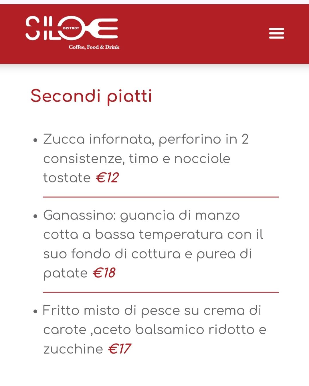 Menu di Siloe Bistrot 