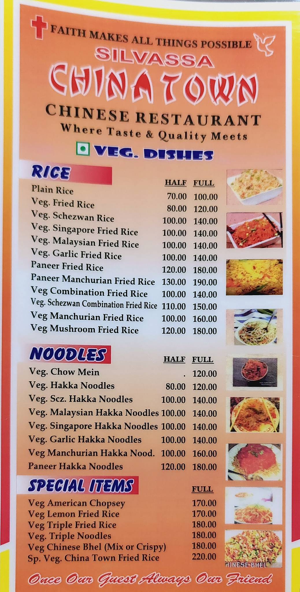 Silvassa China Town menu