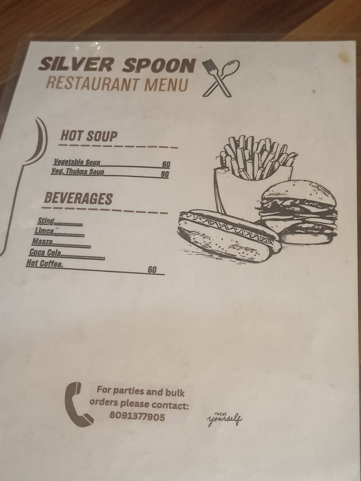 Silver Spoon menu