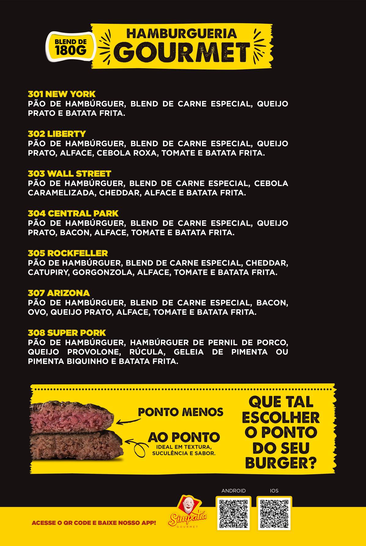 Simpatia Gourmet cardápio