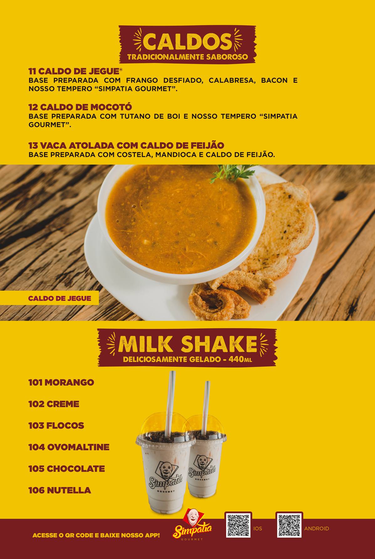 Simpatia Gourmet cardápio