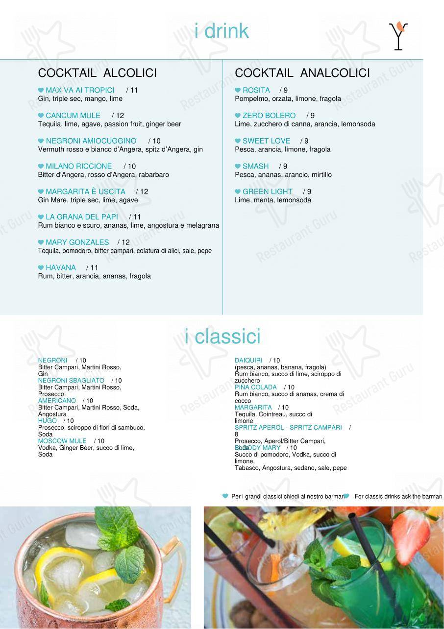 Menu di SkyBar Sea View Riccione - Menu