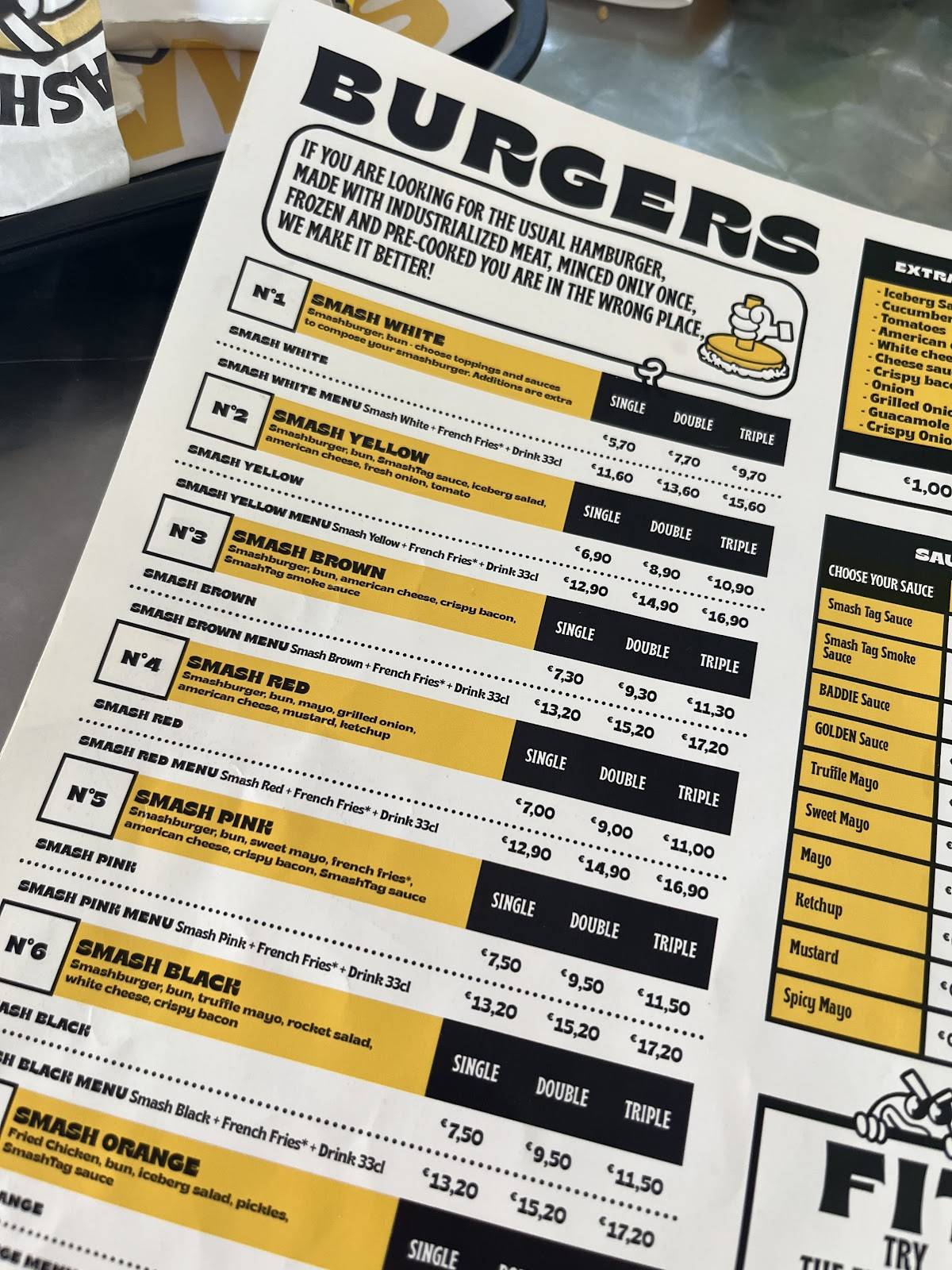 Menu di Smash Tag Piazza Bologna 