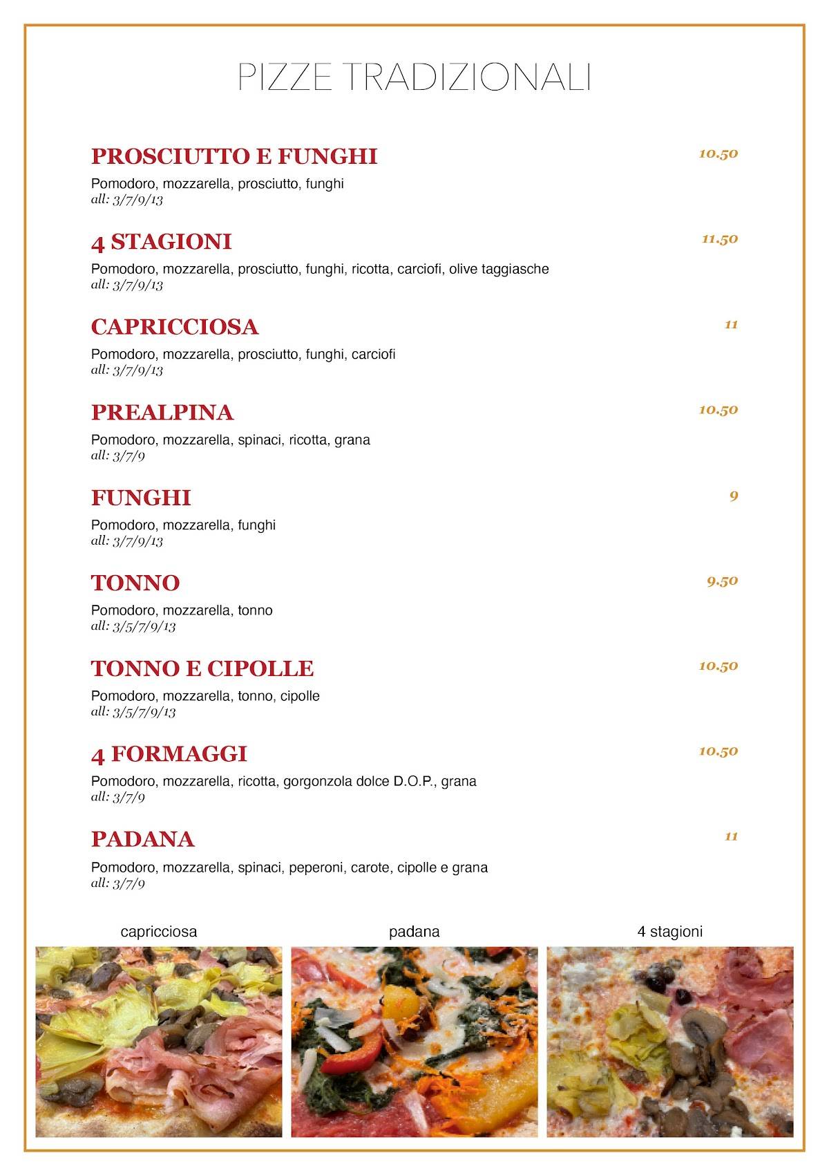 Menu di Smorza Piaceri da tavola dal 1965 