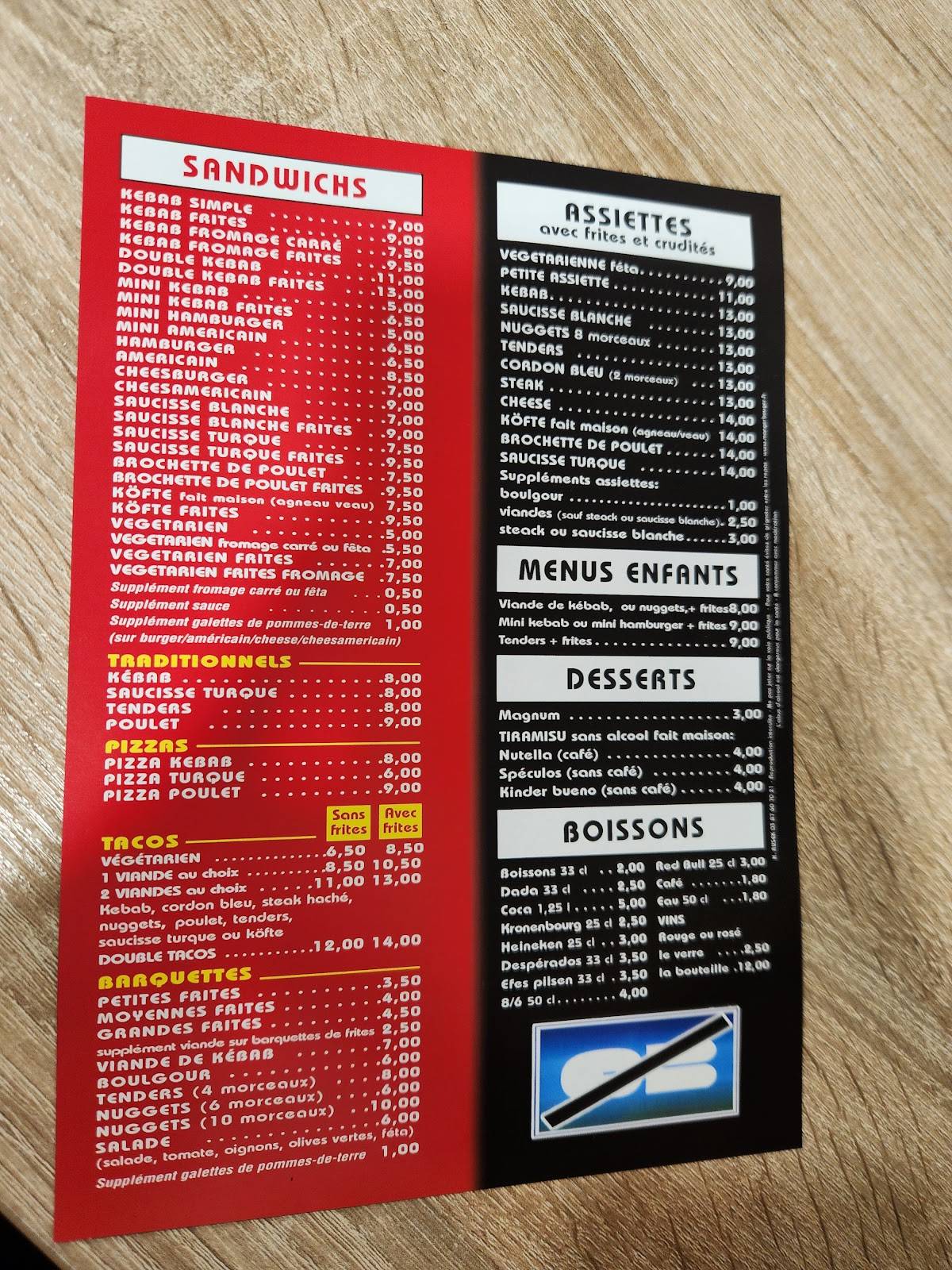Menu de Snack GAZIANTEP 7