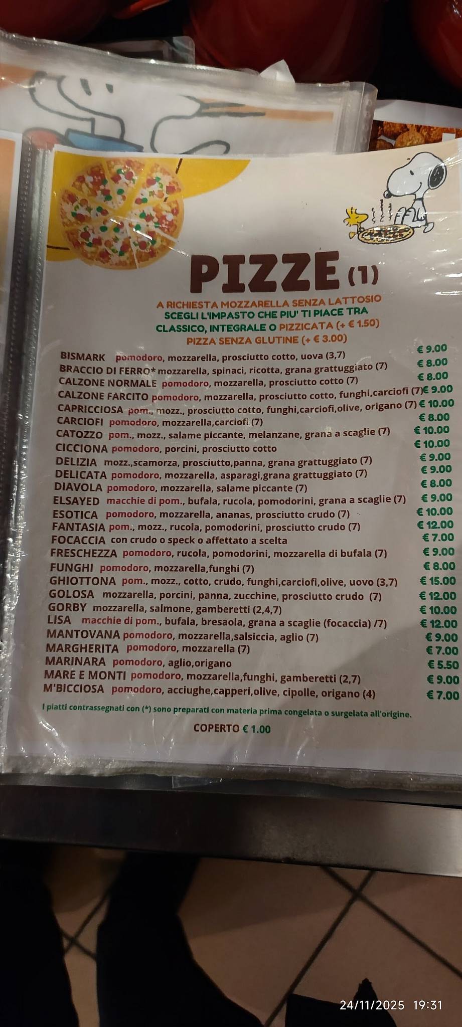 Menu di Snoopy Di Caronte Luciano 