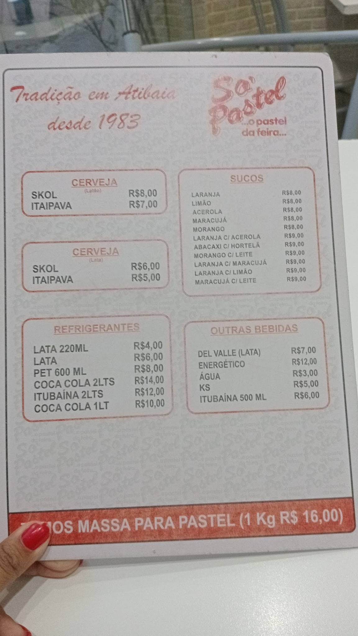 Só Pastel cardápio