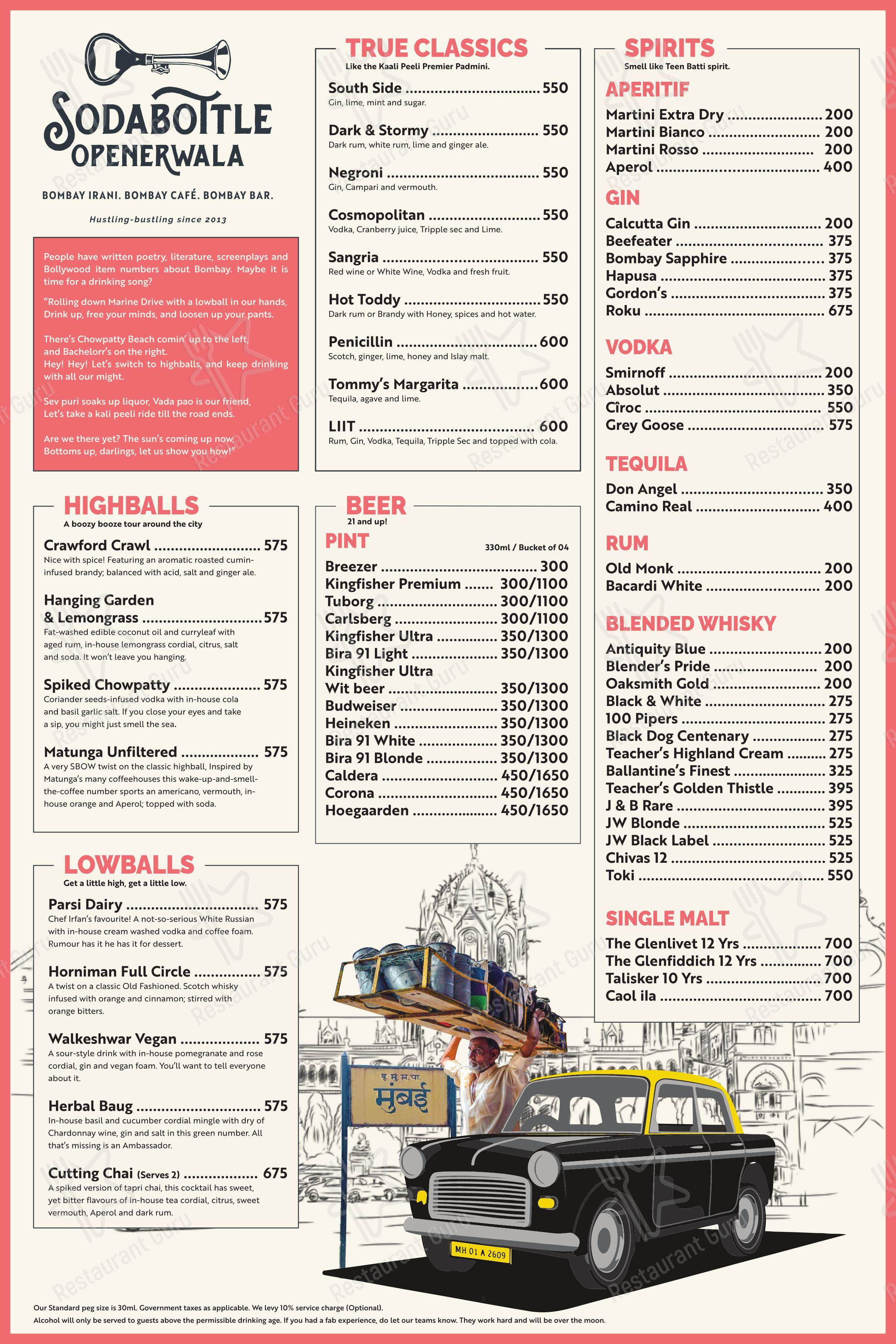 Крафт меню for SodaBottleOpenerWala in Mumbai